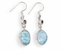 Silver Earrings Larimar & Sky Blue Topaz 