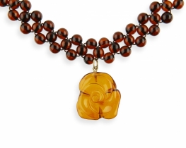 Amber Necklace Cherry Rose
