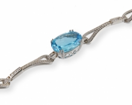 Silver Bracelet Love Blue with Blue topaz   