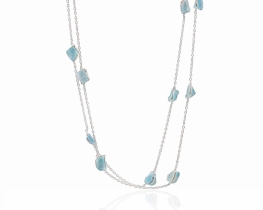 Silver Necklace Aquamarine 90 & 95 cm