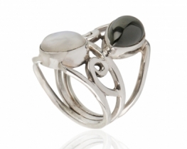 Silver Ring DUO - Amethysts & Moonstone