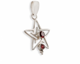 Silver pendant Star with various stones
