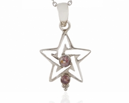 Silver pendant Star with various stones