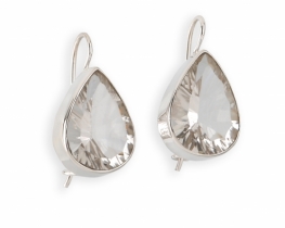 Silver Earrings Crystal Tear