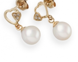 Pearl Earrings Diamond HEART 