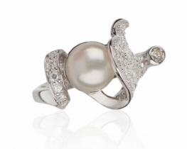 Silver Pearl Ring BALLERINA