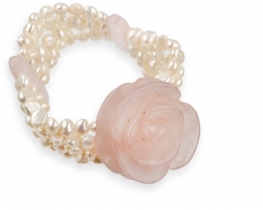 Pearl Bracelet with Rose - Rose Quartz or Amethyst