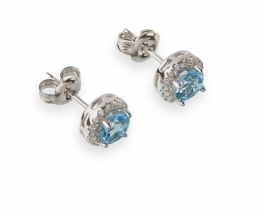 Silver Earrings Blue topaz 5 mm 