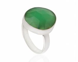 Silver Ring faceted Chrysoprase 