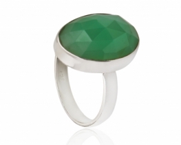 Silver Ring faceted Chrysoprase 
