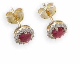 Gold Earrings Ruby ​​& Diamonds