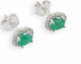Gold Earrings Emerald & Diamonds
