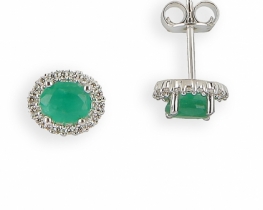 Gold Earrings Emerald & Diamonds