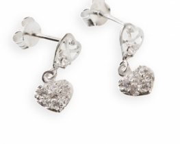 Silver Love Heart Earrings with CZ