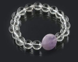 Crystal Quartz & Amethyst elastic Bracelet 8 - 18 mm