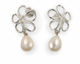 Pearl Earrings Camellia - Black & White