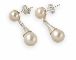 Silver Pearl Earrings Celine