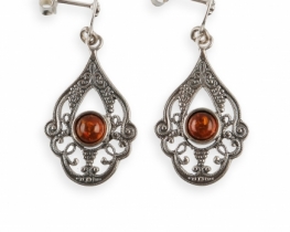 Silver Earrings Amber Arabesque