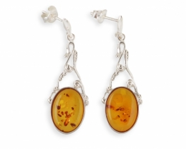 Silver earrings amber DIONIZ