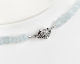 Aquamarine Necklace 6 mm - Silver Rose