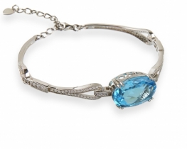 Silver Bracelet Love Blue with Blue topaz   