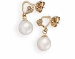 Pearl Earrings Diamond HEART 