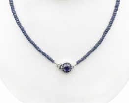 Modri Safir ogrlica 3-6 mm - srebrna in zlata
