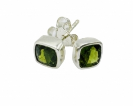 Silver Earrings Chrome Diopside 6 mm