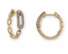 Gold Earrings with Diamonds Allegro Hoop