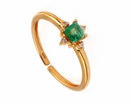 Zlat prstan smaragd z diamanti Asterisk
