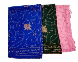 Cashmere Scarf with embroidery Lilies