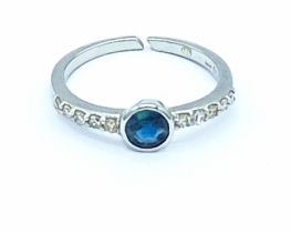 Zlat prstan SIGMA - modri safir z diamanti