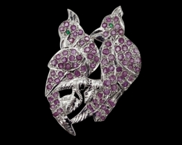 Pendant & Brooch Parrots - Rubies & Emeralds