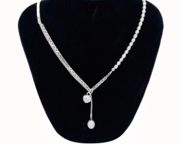 Silver Pearl Necklace Love Heart