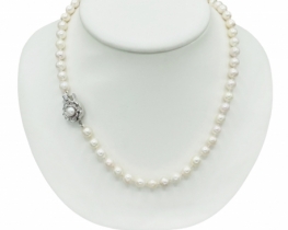 Akoya Sea Pearl Necklace 6.5 mm White Rose