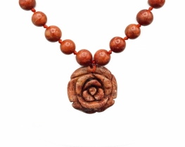 Red Coral Necklace with Rose