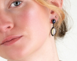 Victorian Earrings with Opal, Sapphire & Diamonds