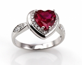 Silver Jewelry Set LOVE HEART Ruby 