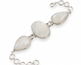 Silver Bracelet Tris with Rainbow Moon Stone