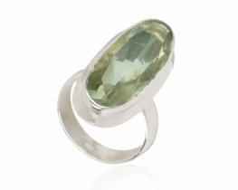 Silver Ring AMADEUS Green Amethyst