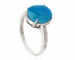Silver Ring Arizona Turquoise with Topaz