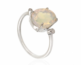 Silver Ring Allegretto - Opal with Diamonds