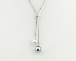 Silver Necklace DUO - South Sea & Tahitian Pearl