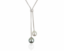 Silver Necklace DUO - South Sea & Tahitian Pearl