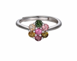Silver Ring Kaleidoscope with Tourmalines