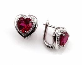 Silver Jewelry Set LOVE HEART Ruby 