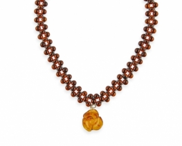 Amber Necklace Cherry Rose