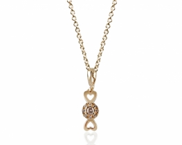 Gold pendant TWO HEARTS with Chain