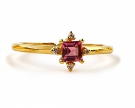 Gold Ring Asteriks Pink Tourmaline & Diamonds