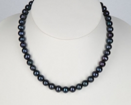 Ogrlica črni biseri Blue Velvet 8 mm 